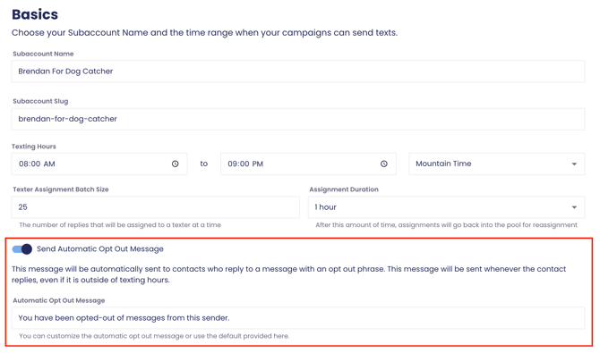 Enable automatic opt out confirmation (screenshot 2)