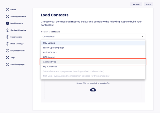 Load an ActBlue Contact List in a Campaign (3)