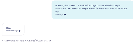 Person opting out of texts (screenshot 1)