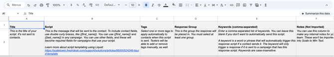 Response Scripts Column Definitions
