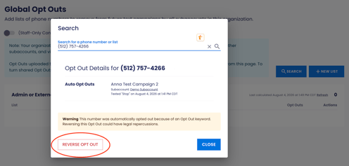 Reverse opt out button (screenshot 9)