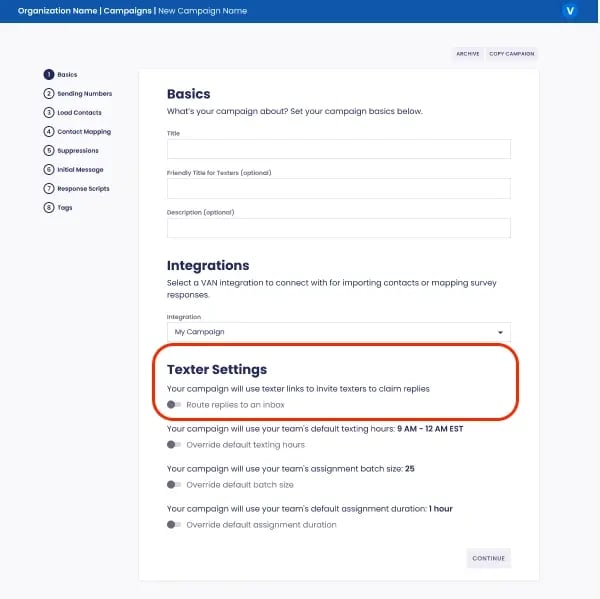 Routing a campaign’s replies to an inbox screenshot