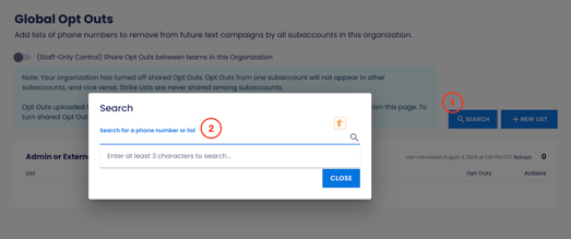 Search for an opted out number (screenshot 8)