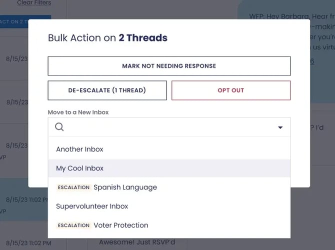 Select the inbox to which you’d like to move the threads