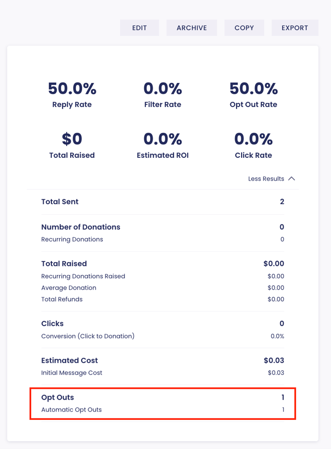 Viewing Opt-Out Statistics by Campaign (screenshot 3)